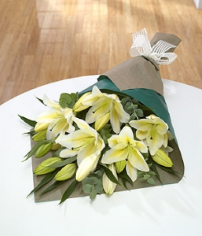 Pure & Tender - A simple wrap of white Lilies says it all.