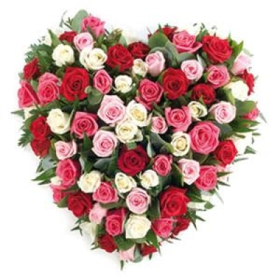 Mixed Pinks Rose Heart - This lovely heart shaped tribute of just Roses is perfect for expressing your affections. 