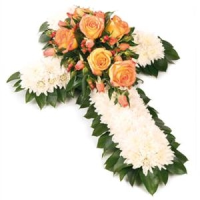 Based Cross - A traditional massed cross with a centre placement in yellow shades.