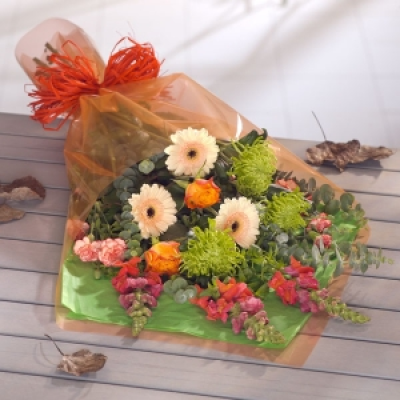 Summer Daze - Chrysanthemums and Carnations are combined to create this delightfully delicate and cheerful flower bouquet.