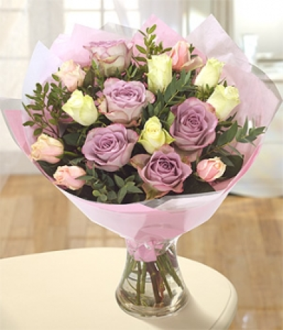 Pastel - A beautifully fragrant, cream, mauve and delicate pink Rose bouquet.