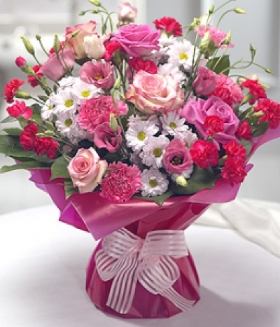 Natural Beauty - Send your love with this attractive pink Rose and Carnation aqua pack bouquet. Arranged by a florist for immediate display.