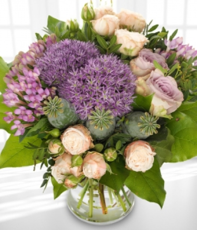 Haven - Shades of purple and pinks are the focus in the beautiful bouquet.